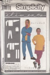 8842 GIRL STRETCH KNIT TUNIC,JACKET, BOTTOMS, TUBES PATTERN 7-14